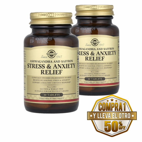 Solgar, Anti Estrés y Ansiedad, 30 tbs - Compra 1 lleva el otro al 50%