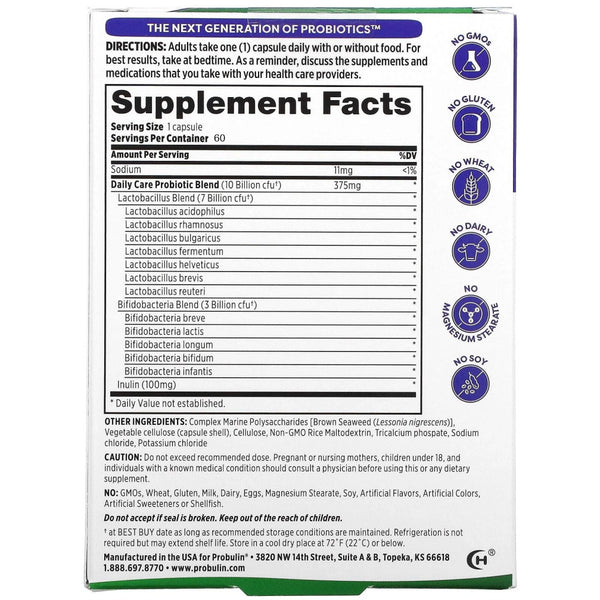 Probulin, Daily Care Probiotic, 60 cps