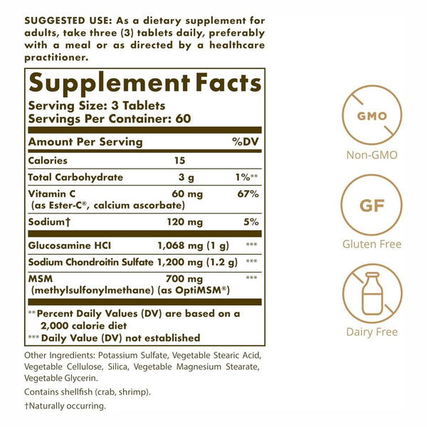 Solgar, Glucosamine Chondroitin MSM w/ C 180 - Compra 1 lleva el otro al 50%