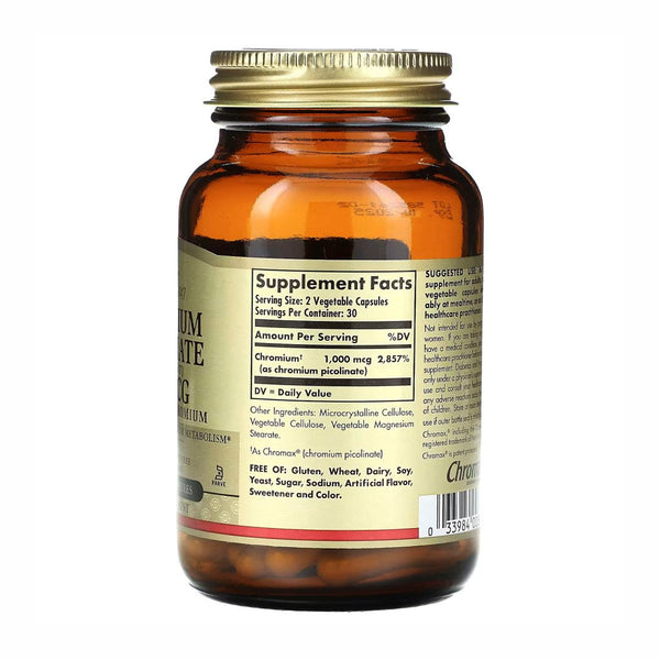 Solgar, Chromium Picolinate, 500 mcg, 60 cps - Compra 1 lleva el otro al 50%